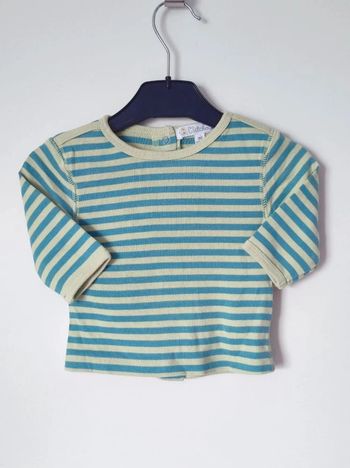 Tee-shirt rayé bleu vert / Kitchou - 3 mois / 60cm