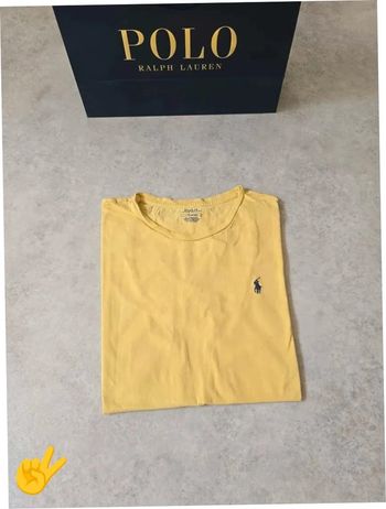 T-shirt Ralph Lauren L coupe col rond jaune Homme Men tee8b