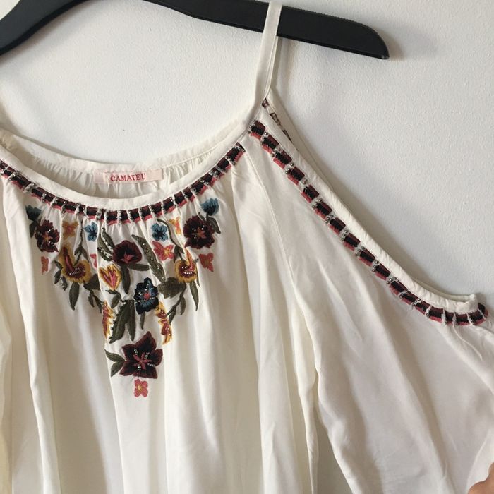 Blouse écrue broderie 🌼 Camaïeu 🌼 38 - photo numéro 8
