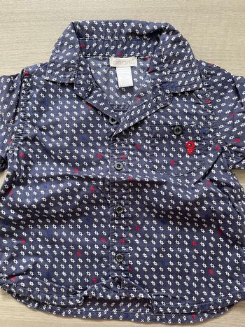 Chemise marine à motif blanc 6 mois 