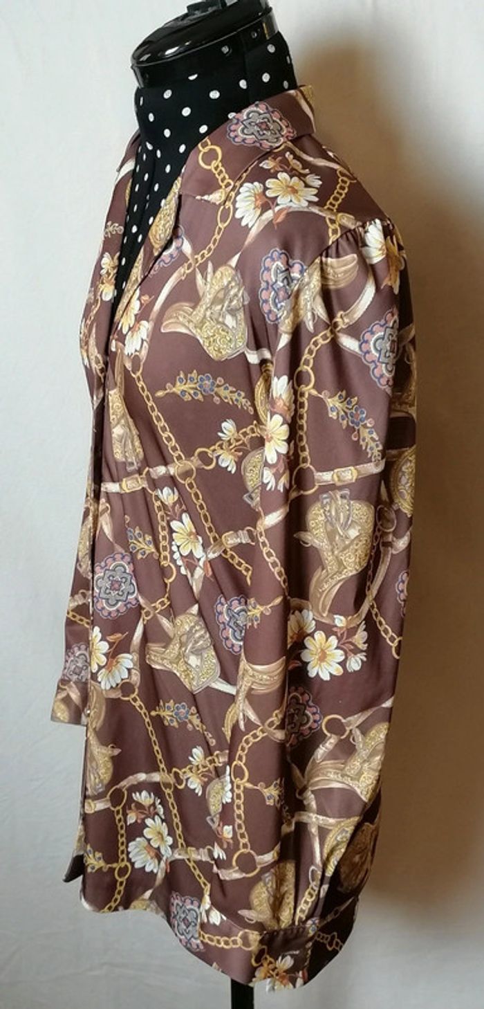 Chemisier bijoux marron doré Taille L Vintage - photo numéro 7