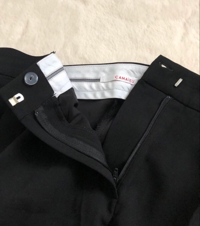 Pantalon noir élégant style tailleur - bande le long des jambes - Camaïeu - 42 - photo numéro 8