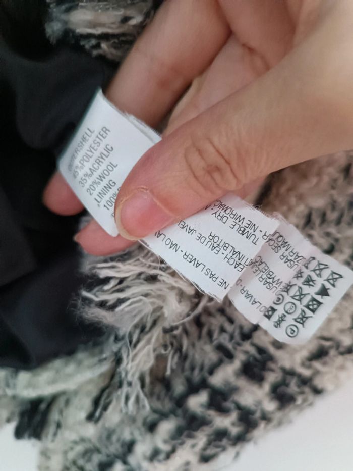 Veste/manteau col officier ZARA - tweed - crème - taille M - neuve - photo numéro 5