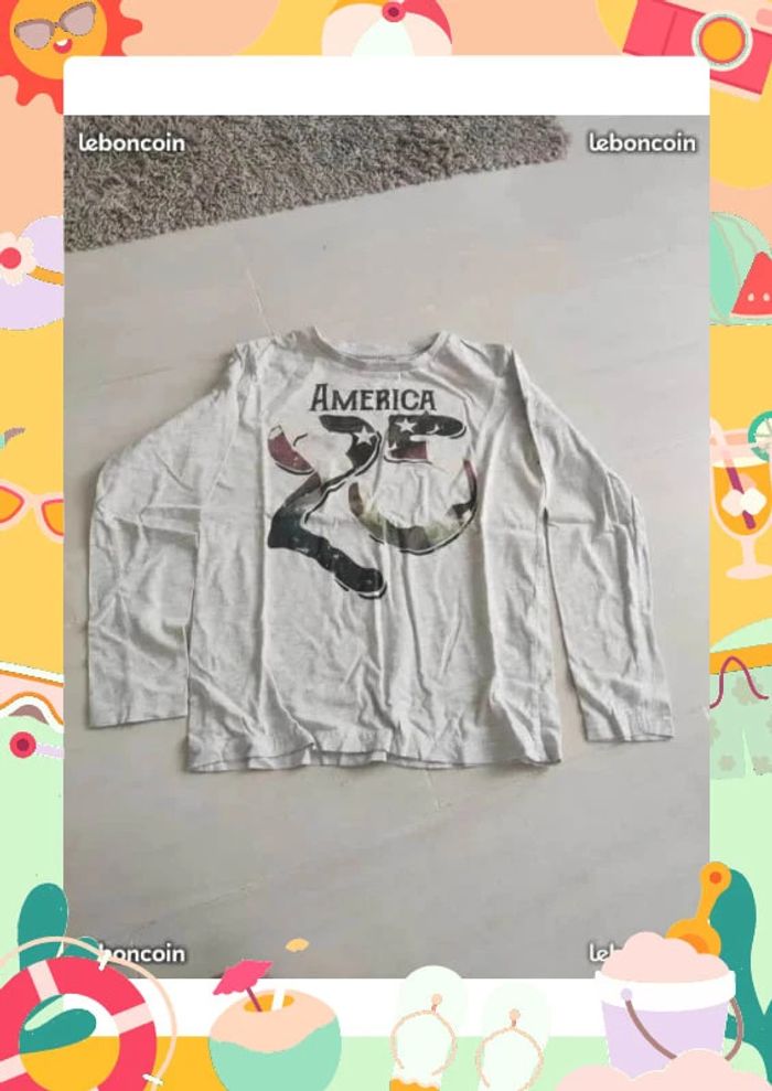 tee shirt col rond manches longues 12 ans Kiabi Gris