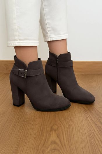 Bottines à talon taupe Mango
