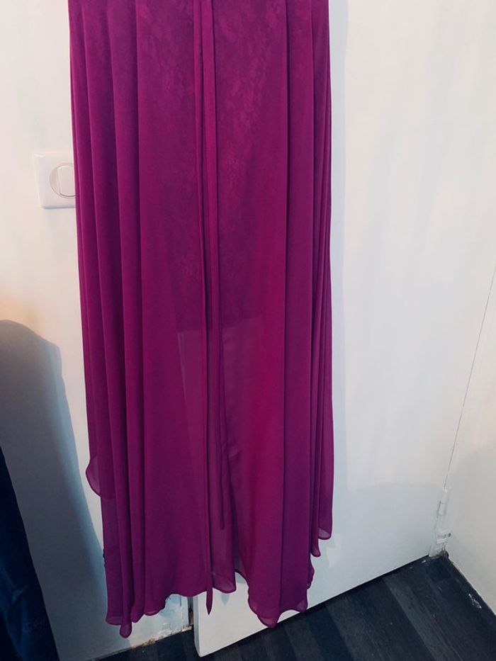 Robe de soirée bustier asymétrique violine prune - photo numéro 5
