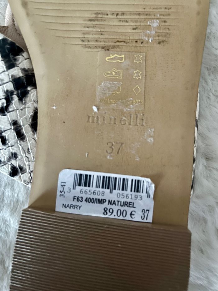 Tongs en cuir imprimé python Minelli pointure 37 - photo numéro 6