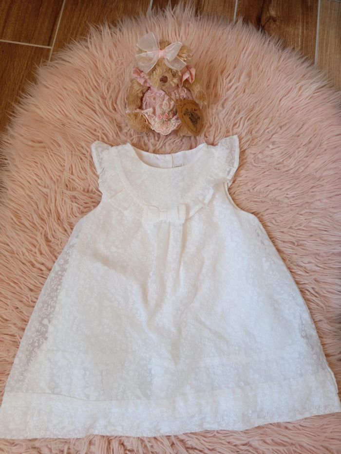 Robe blanche cérémonie look rétro avec volant encolure 9 mois, Sergent Major - photo numéro 8