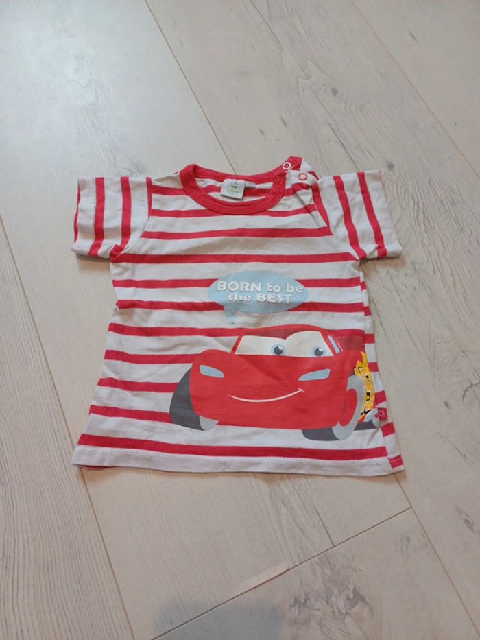T-shirt rouge et blanc rayé 12 mois Disney