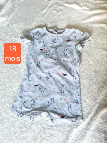 Combi short 18 mois lapin