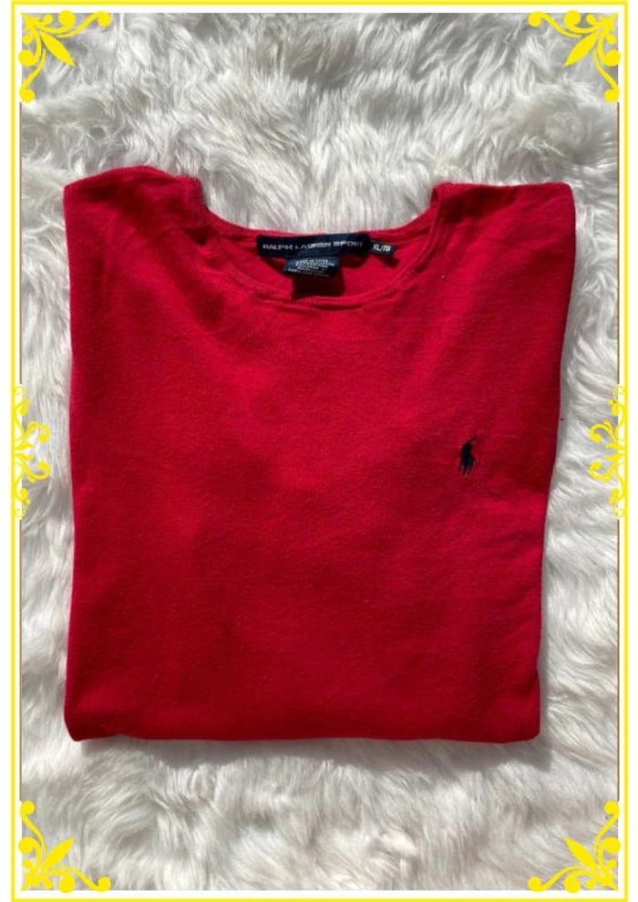 Pull Col Rond Ralph Lauren Rouge |XL| Cavalier Noir - photo numéro 2