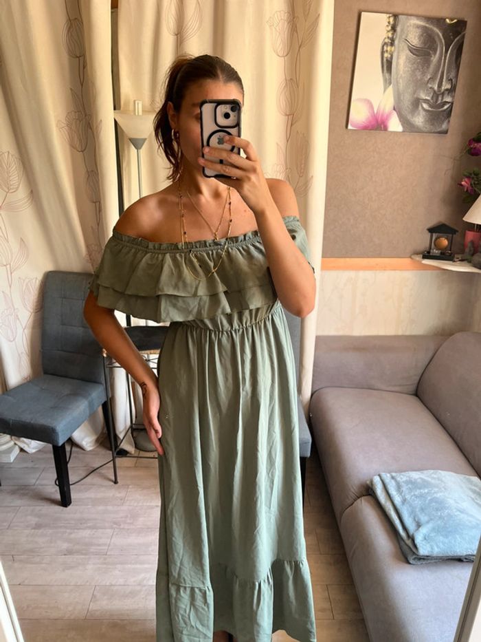 Robe longue col bardot bohème champêtre vintage Bridgerton - photo numéro 2