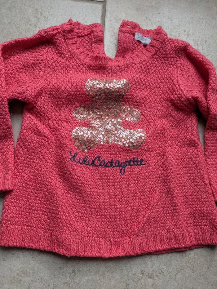 Pull rose fille sequins 18 mois - photo numéro 2