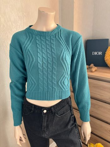 Pull paille bleu