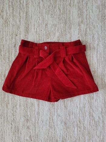 Short en velours rouge carmin fille DPAM 5A
