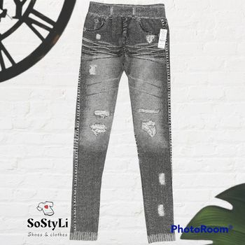 Legging effet jean dechiré gris Ardene Taille XS