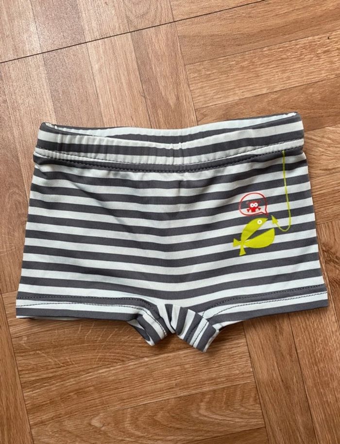 Maillot boxer de piscine à rayures gris et blanc taille 12 mois Du Pareil au Même (NEUF)