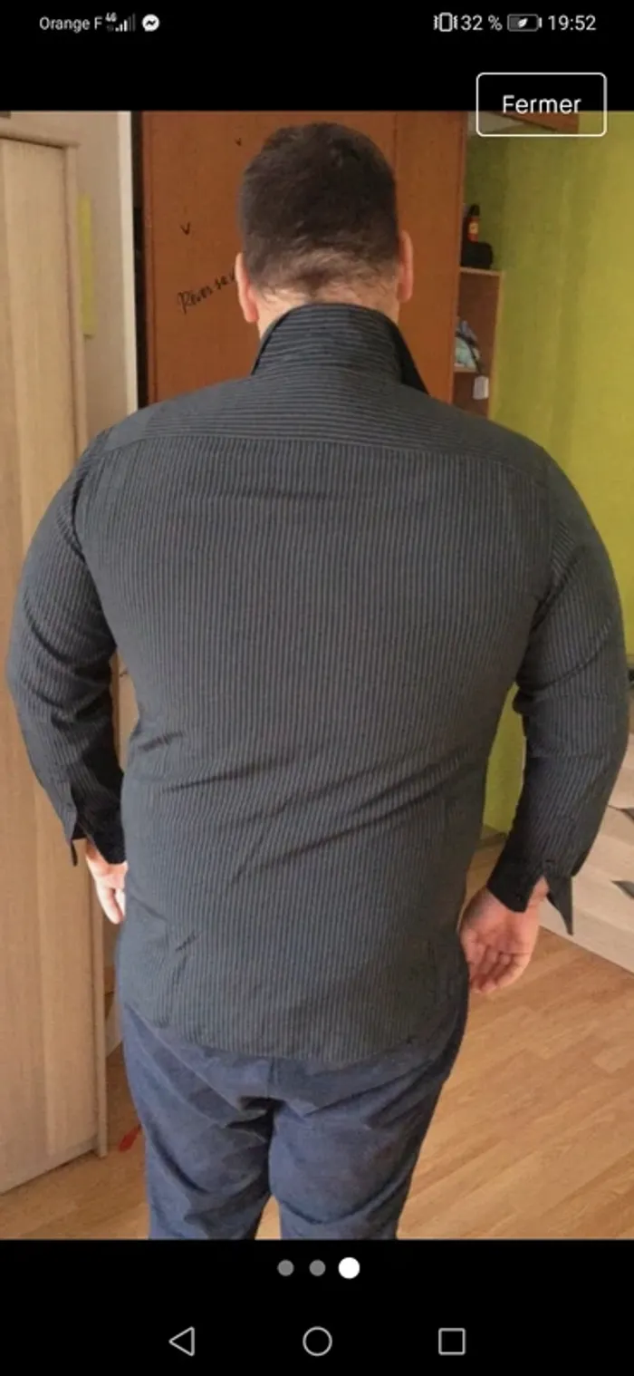 Chemise homme noir rayé blanche homme XXL - photo numéro 2