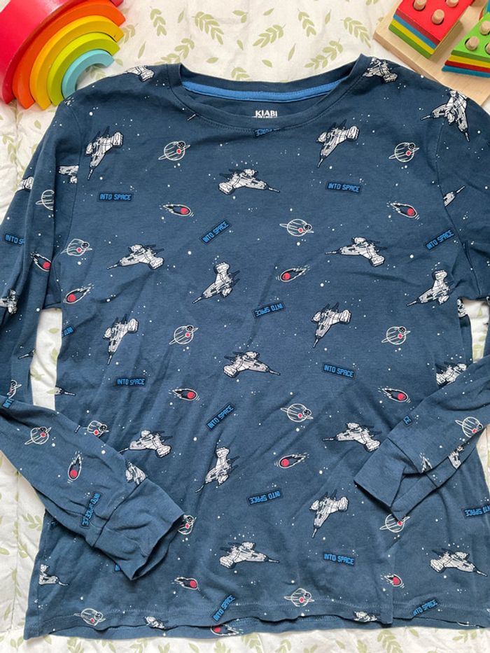 pyjama 2 pièces en coton marine motifs espace 14 ans kiabi - photo numéro 4