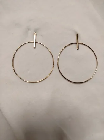 Boucle d'oreille dorée cercle Géométrique - 5 cm diamètre
