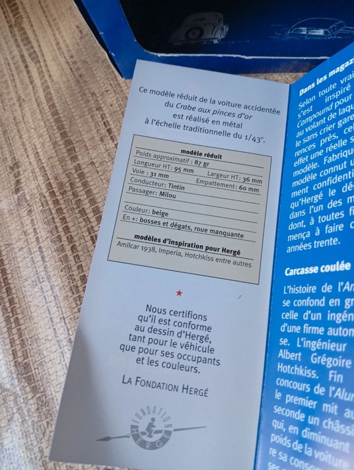 En voiture Tintin le crabe aux pinces d'or Hergé moulinsart 2003 - photo numéro 3