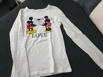 Pull fin t-shirt à manches longues fille 10 ans blanc Disney Mickey Mouse