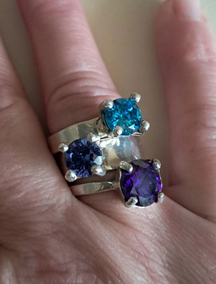 Bague argent solitaire pierre violette - photo numéro 5