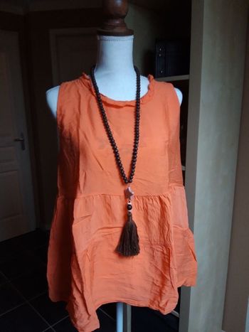 Haut tunique débardeur orange neuf étiqueté