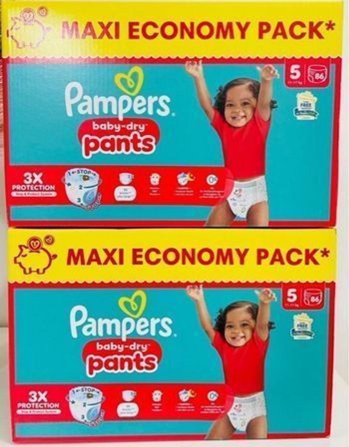 Pampers baby dry lot de 2 taille 5 /172 couches