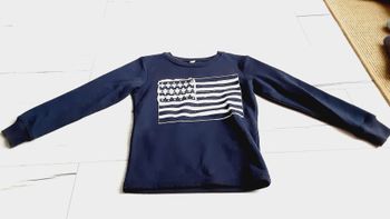 Vêtement garçon pull bleu marine motif drapeau breton 6 ans