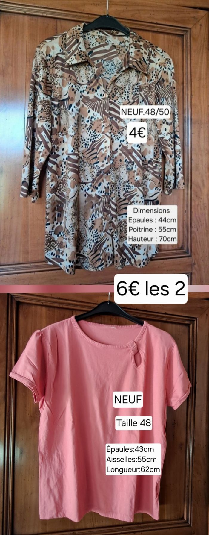 Chemisier et Tee-shirt NEUFS pour femme taille 48