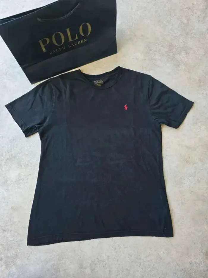 T-shirt Ralph Lauren XL coupe col rond noir Homme Men tee135 - photo numéro 4
