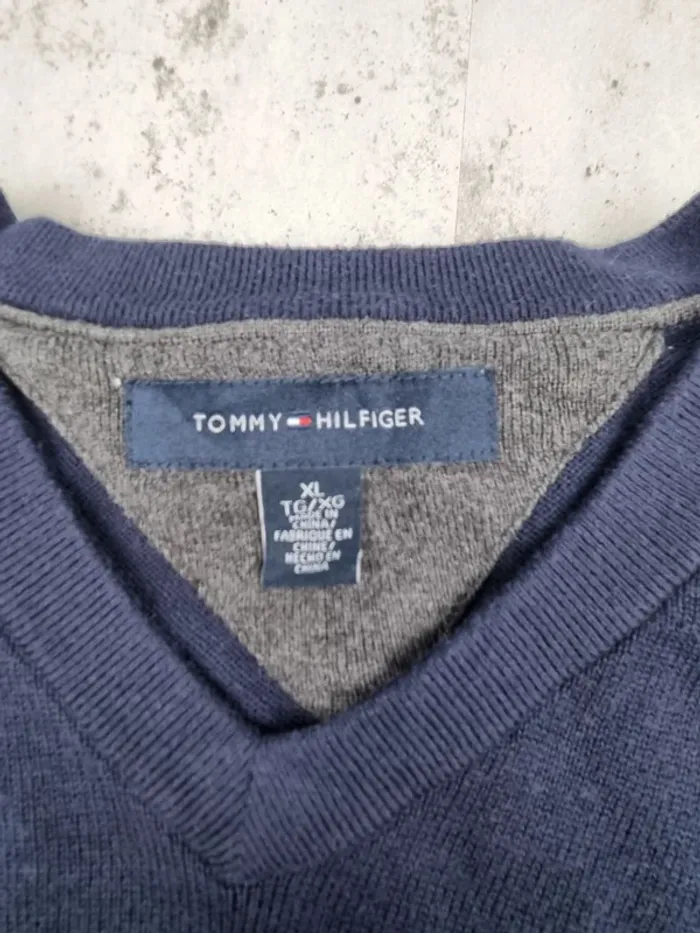 Pull col V Tommy Hilfiger bleu, XL Hommes - photo numéro 6