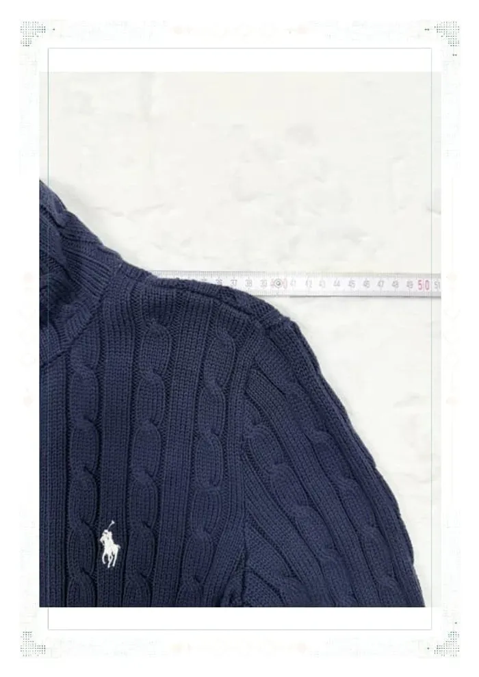 Ralph Lauren veste zippé torsadé bleu marine femme taille M coton - photo numéro 10