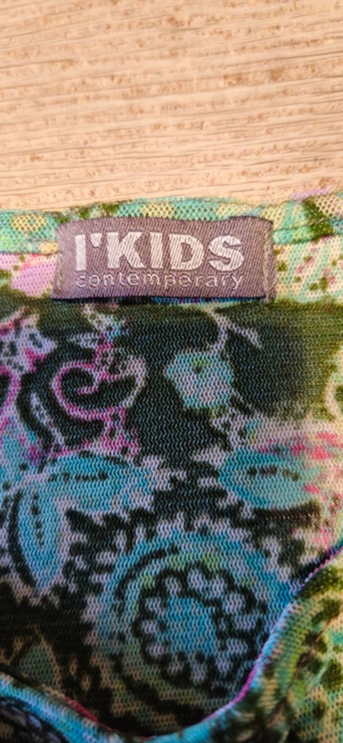 Robe moulante verte à motifs avec son t shirt blanc, sans manche, I'Kids Contemporary, 152/12 ans - photo numéro 6