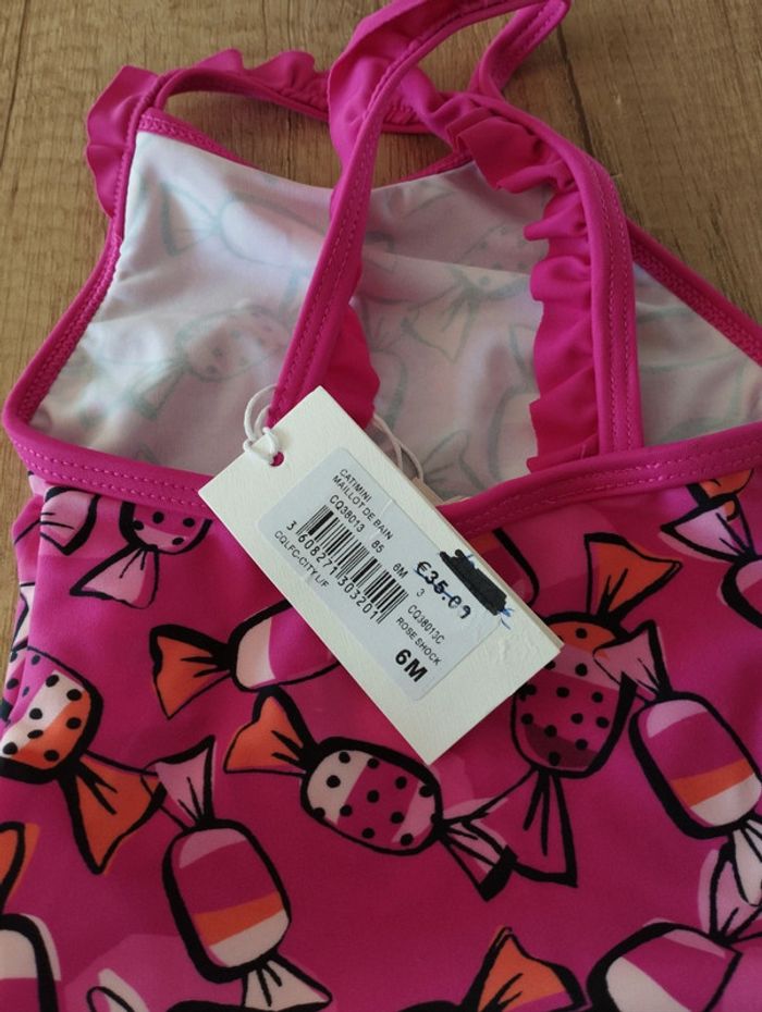 Maillot de bain fille 1 pièce rose bonbons 🍬 taille 6 mois Catimini - photo numéro 4