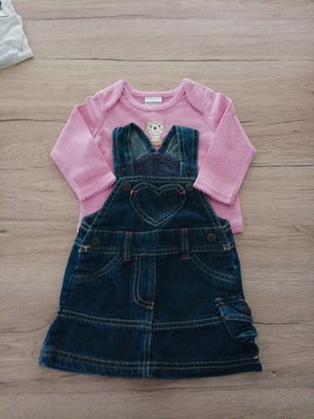 Robe en jean avec tea shirt 3/6 mois