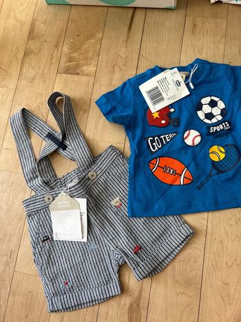 Ensemble salopette t-shirt Chicco 6 mois