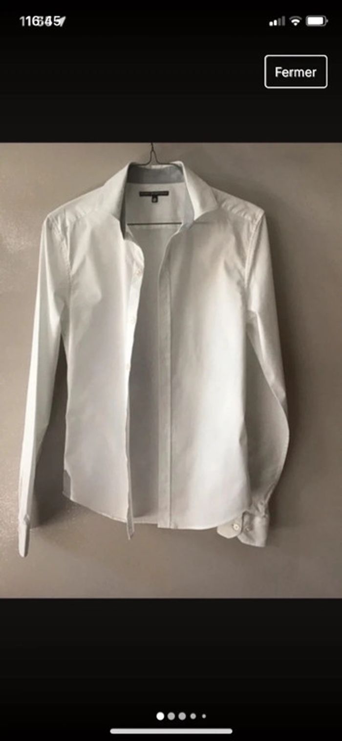 Chemise cintrée blanche détail gris
