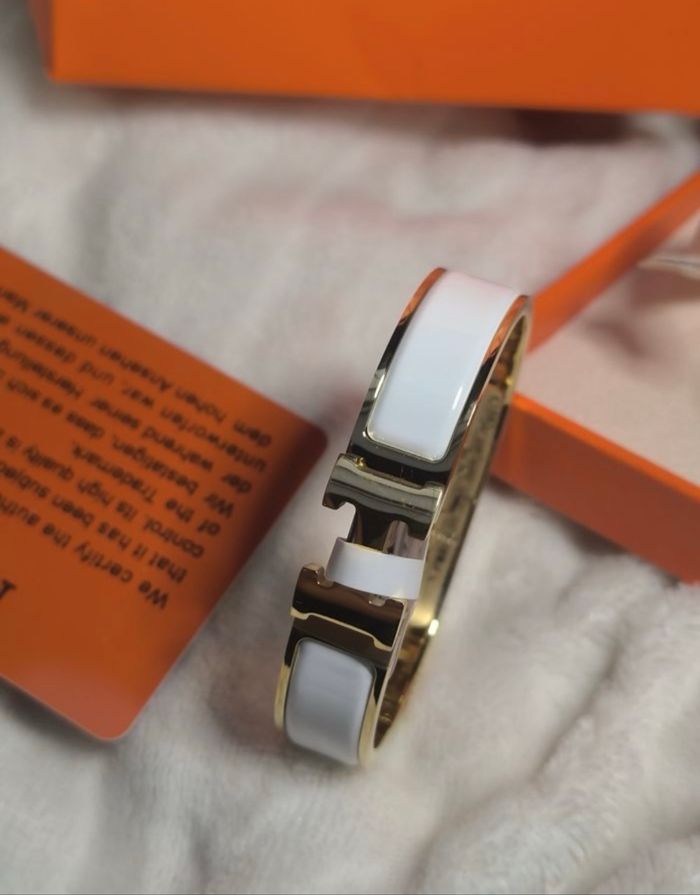 Bracelet Hermès « Clic H » Blanc • Taille 17 - photo numéro 8