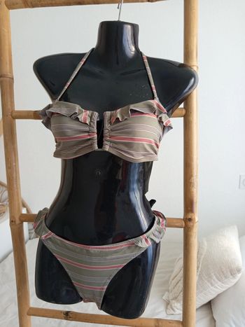 Maillot de bain kaki rayé taille M