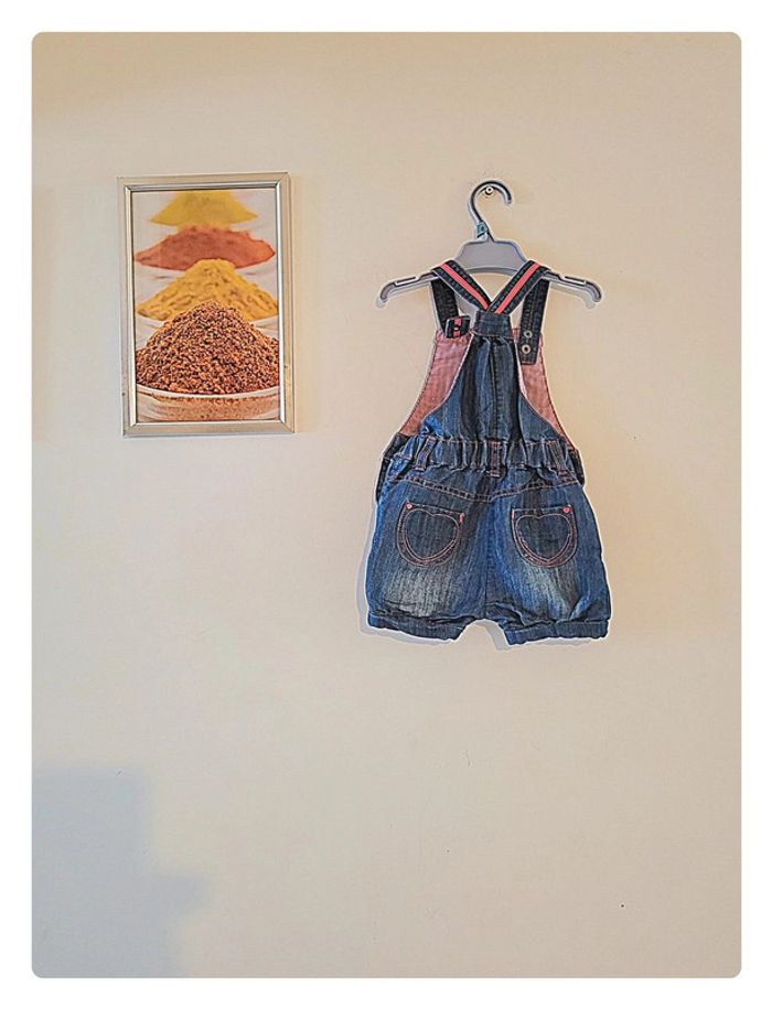 Salopette short en jeans orchestra Taille 9 mois - photo numéro 5