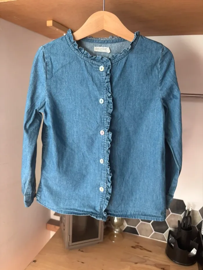 👖 Chemise en coton couleur jean  • Eden & Victor •  6 ans 👖 - photo numéro 2