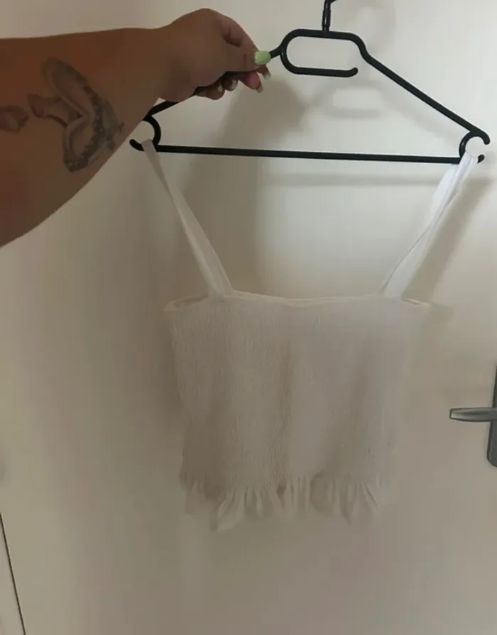 Crop top blanc H&M taille M - photo numéro 3