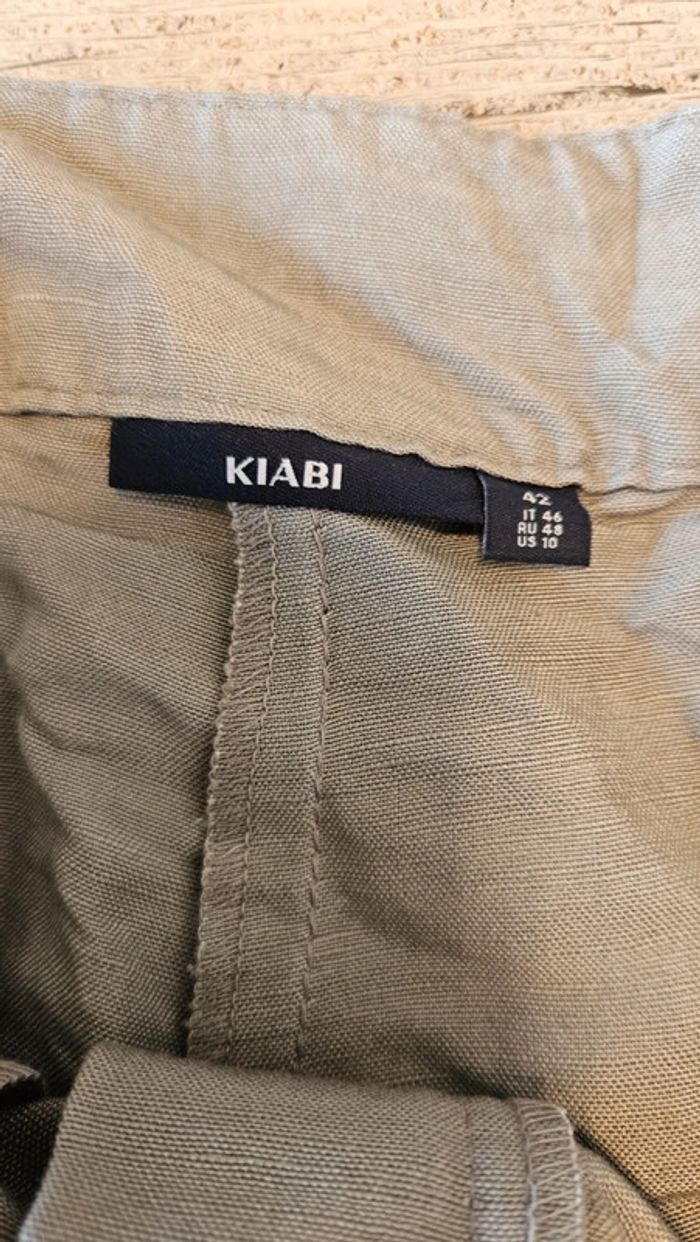 Pantalon gris léger en lin et viscose, jambes larges, Kiabi, 42, neuf - photo numéro 6