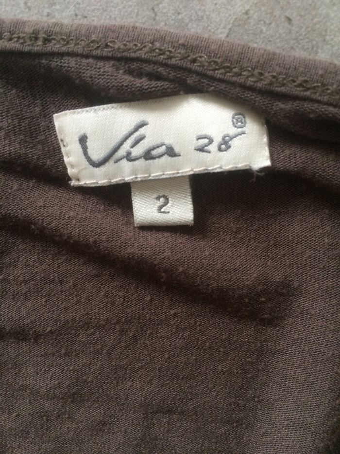 T-shirt col benitier marron taille 40 - photo numéro 4