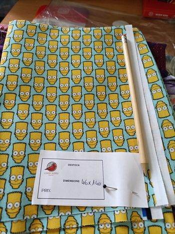 🏡 Coupon coton motif cartoon – fond turquoise