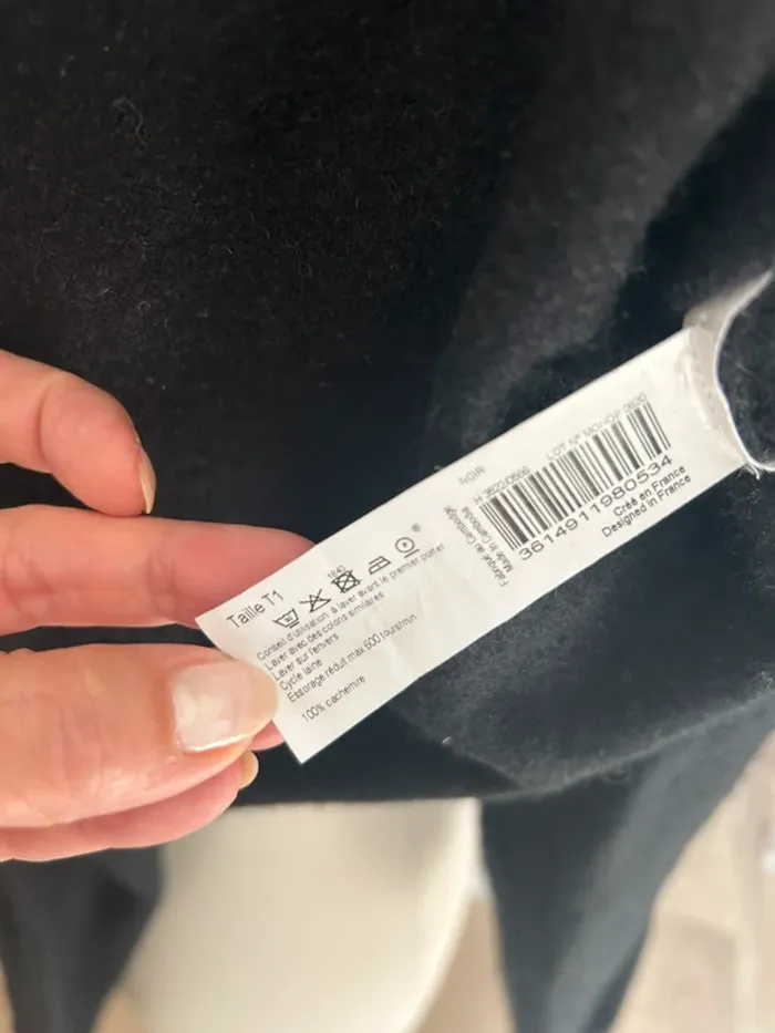 Monoprix, pull noir 100 % cachemire, taille 36/1 - photo numéro 6