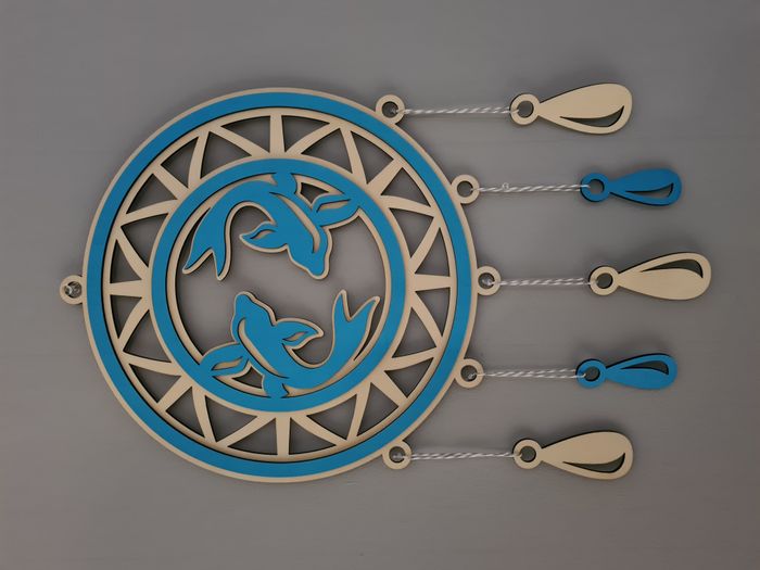 🌙 Attrape-rêves en bois – Signe du Poisson ♓ 🌙 - photo numéro 2