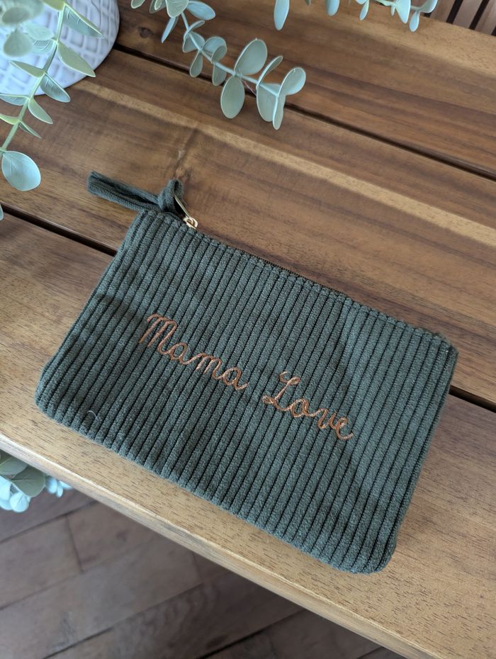 Pochette velours kaki/camel Mama love - photo numéro 2